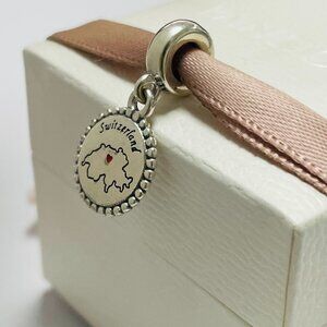 Pandora Switzerland Map Exclusive Charm Pendant S925 Sterling Silver Jewelry